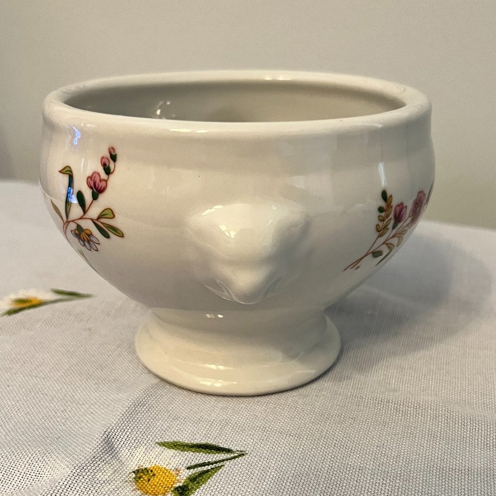 Lion head Soup or dip or condiments bowl with floral design